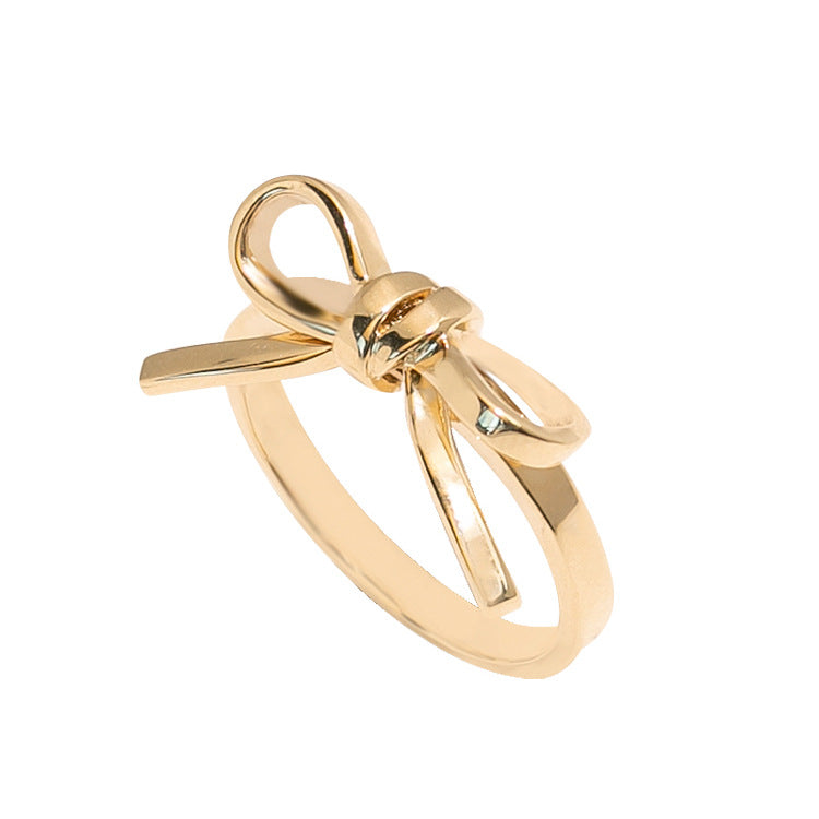 Gold Plated 925 Sterling Silver Bow Knot Rings - Love Mi