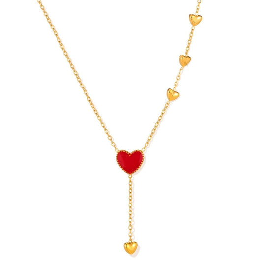 Jewelry Sweet Simple Style Heart Shape Titanium Steel Plating Necklace cable chain - Love Mi