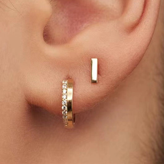 K Gold Plated White Gold Plated 925 Sterling Silver Zircon 925 Sterling Silver Earrings Geometric Hoop Earrings - Love Mi
