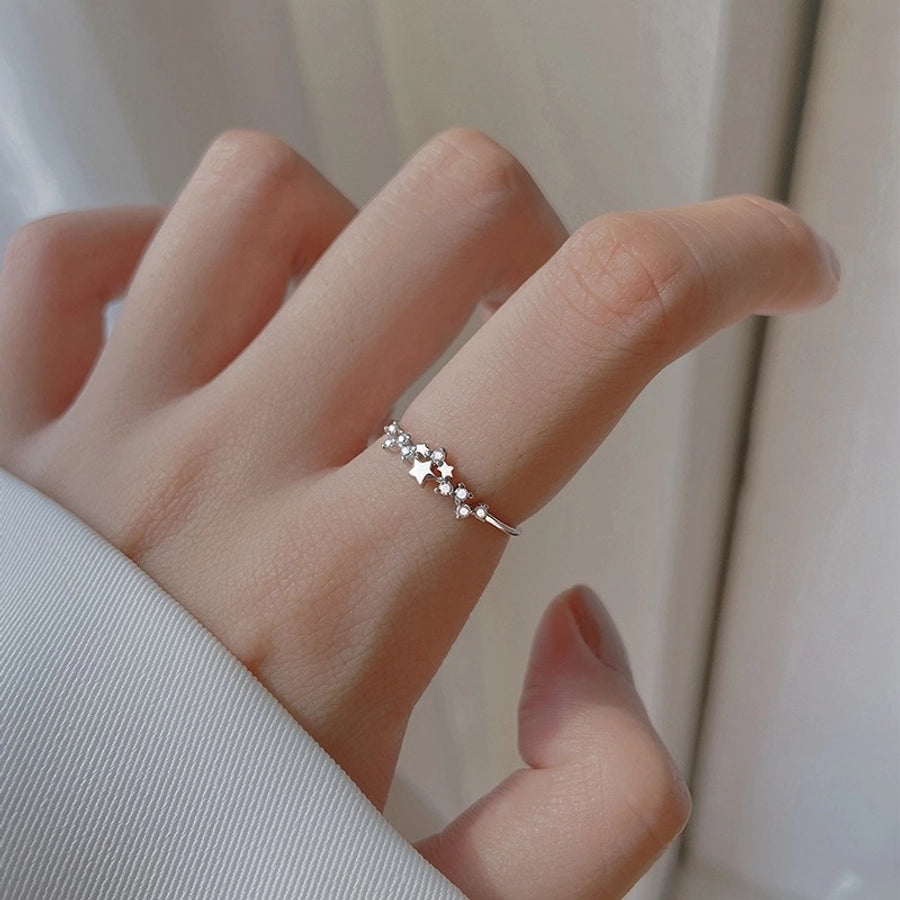 925 Sterling Silver Zircon Star Rings - Love Mi