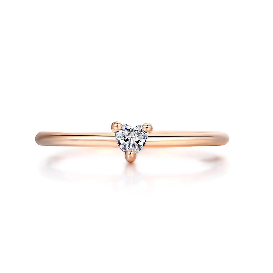 Copper Plating Inlay Heart Shape Zircon Rings - Love Mi