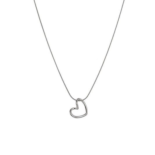 retro simple style heart shape titanium steel plating necklace - Love Mi