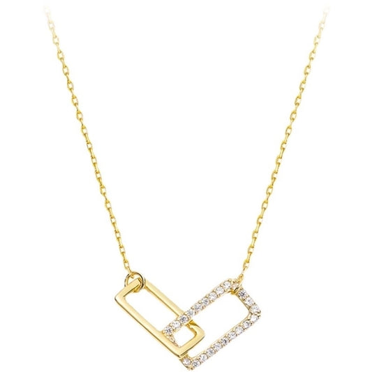 925 Sterling Silver Rhinestones Cable Chain Plating Inlay Geometric Pendant Necklace - Love Mi