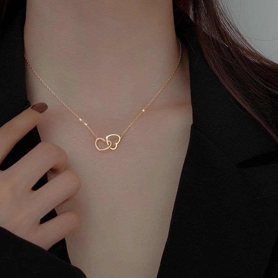 Jewelry Simple Style Heart 304 Stainless Steel 18K Gold Plated Plating Necklace - Love Mi