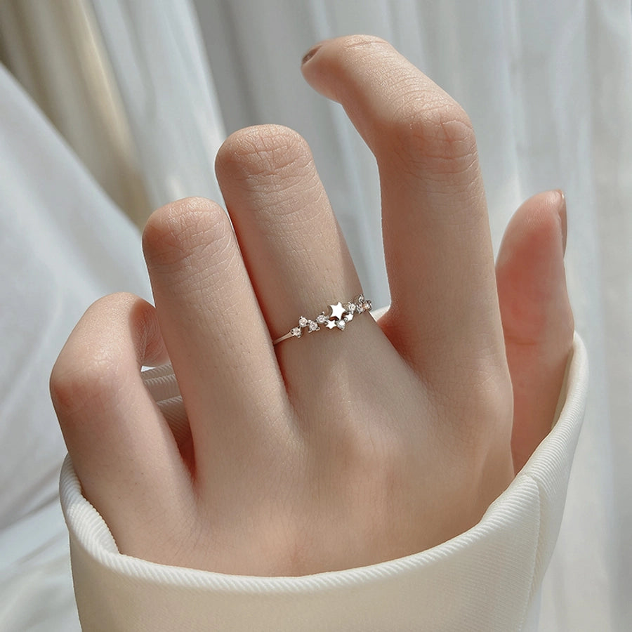 925 Sterling Silver Zircon Star Rings - Love Mi