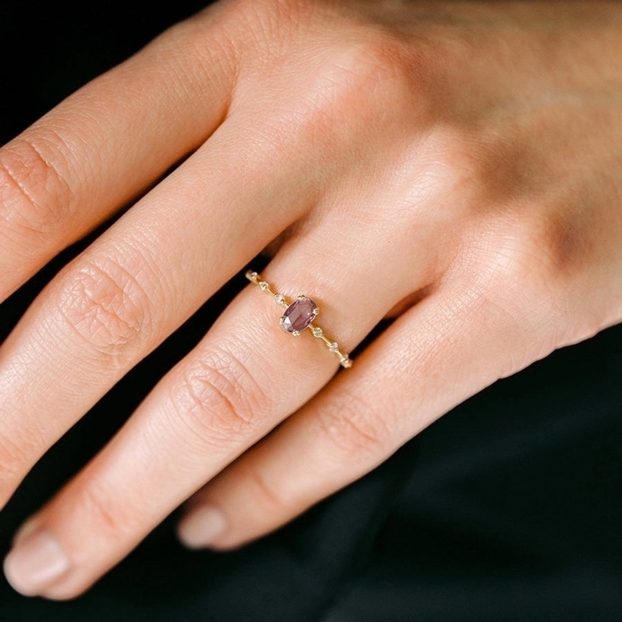 light luxury 18k gold female ring geometric purple zircon simple copper ring - Love Mi