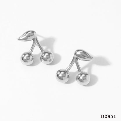 1 Pair Casual Modern Style Sweet Cherry Plating 304 Stainless Steel 16K Gold Plated White Gold Plated Gold Plated Ear Studs - Love Mi