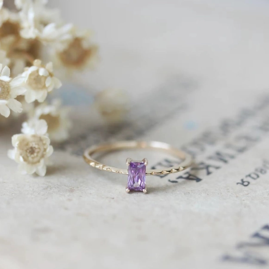 925 Sterling Silver Crystal Square Rings - Love Mi