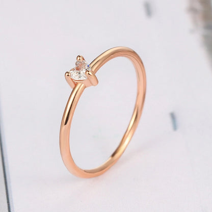 Copper Plating Inlay Heart Shape Zircon Rings - Love Mi