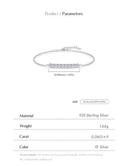 0.54 Karat Colorless(DEF) Round Brilliant Cut 925 Sterling Silver 925 Sterling Silver cable chain Bracelets Elegant IG Style VVS1-VVS2 Moissanite GRA Certificate