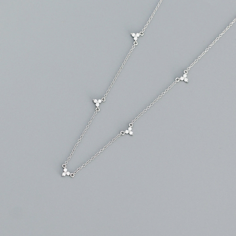 925 Sterling Silver Zircon Inlay Shamrock Necklace - Love Mi