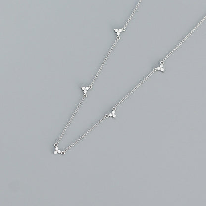 925 Sterling Silver Zircon Inlay Shamrock Necklace - Love Mi