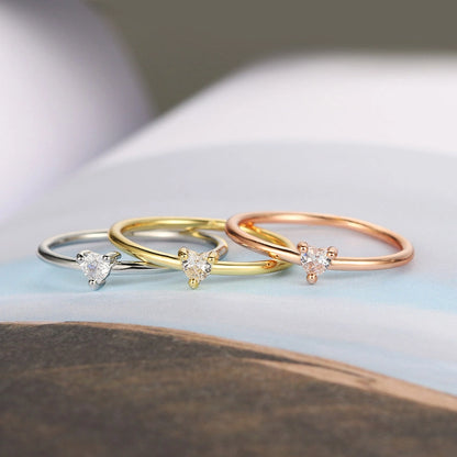 Copper Plating Inlay Heart Shape Zircon Rings - Love Mi