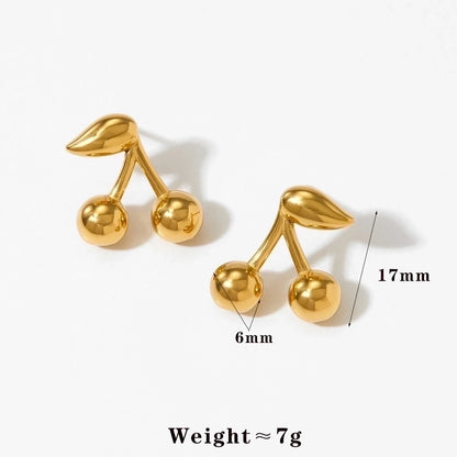 1 Pair Casual Modern Style Sweet Cherry Plating 304 Stainless Steel 16K Gold Plated White Gold Plated Gold Plated Ear Studs - Love Mi