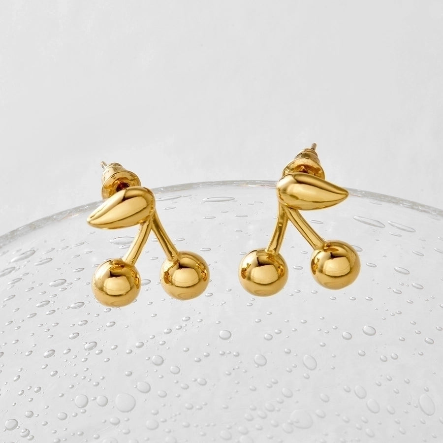 1 Pair Casual Modern Style Sweet Cherry Plating 304 Stainless Steel 16K Gold Plated White Gold Plated Gold Plated Ear Studs - Love Mi