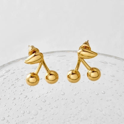 1 Pair Casual Modern Style Sweet Cherry Plating 304 Stainless Steel 16K Gold Plated White Gold Plated Gold Plated Ear Studs - Love Mi