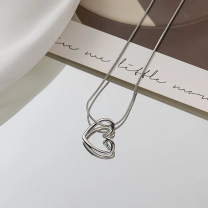 retro simple style heart shape titanium steel plating necklace - Love Mi