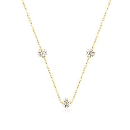 925 Sterling Silver Zircon cable chain Inlay Flower Necklace - Love Mi