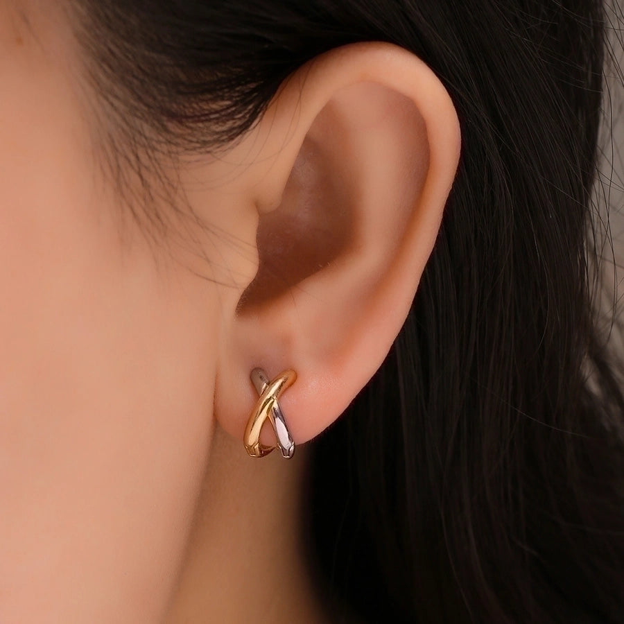 1 Pair Simple Style Classic Style Color Block Plating Copper Gold Plated Ear Studs - Love Mi