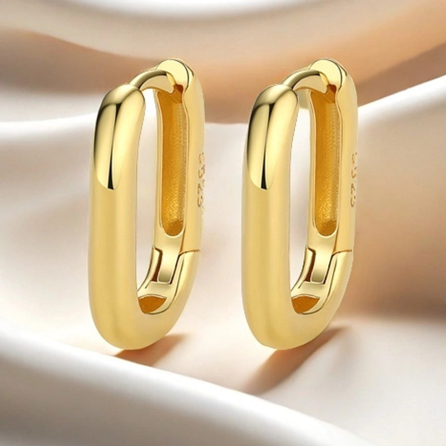 1 Pair White Gold Plated Gold Plated 925 Sterling Silver Square Earrings - Love Mi