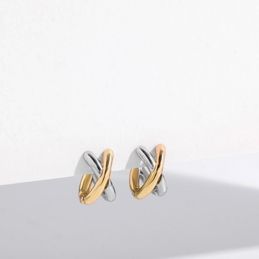 1 Pair Simple Style Classic Style Color Block Plating Copper Gold Plated Ear Studs - Love Mi