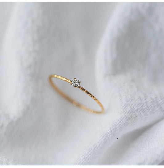 simple style geometric stainless steel inlay zircon rings - Love Mi